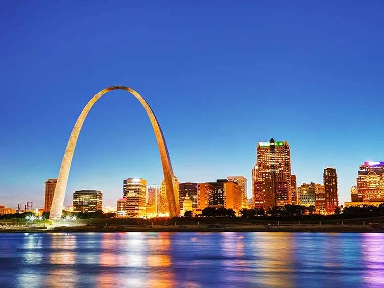 Gateway Arch and city skyline representing financing bridges between origination and capital markets